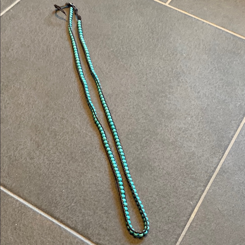 Turquoise and Black Beaded strand for wrap bracelet or necklace